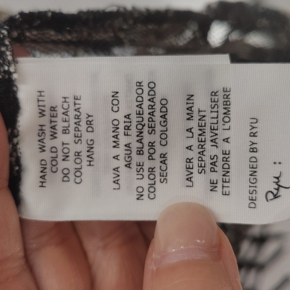 Anthropologie Ryu Black Lace Mesh Open Kimono Cardigan Size Medium w Fringe - Picture 4 of 8